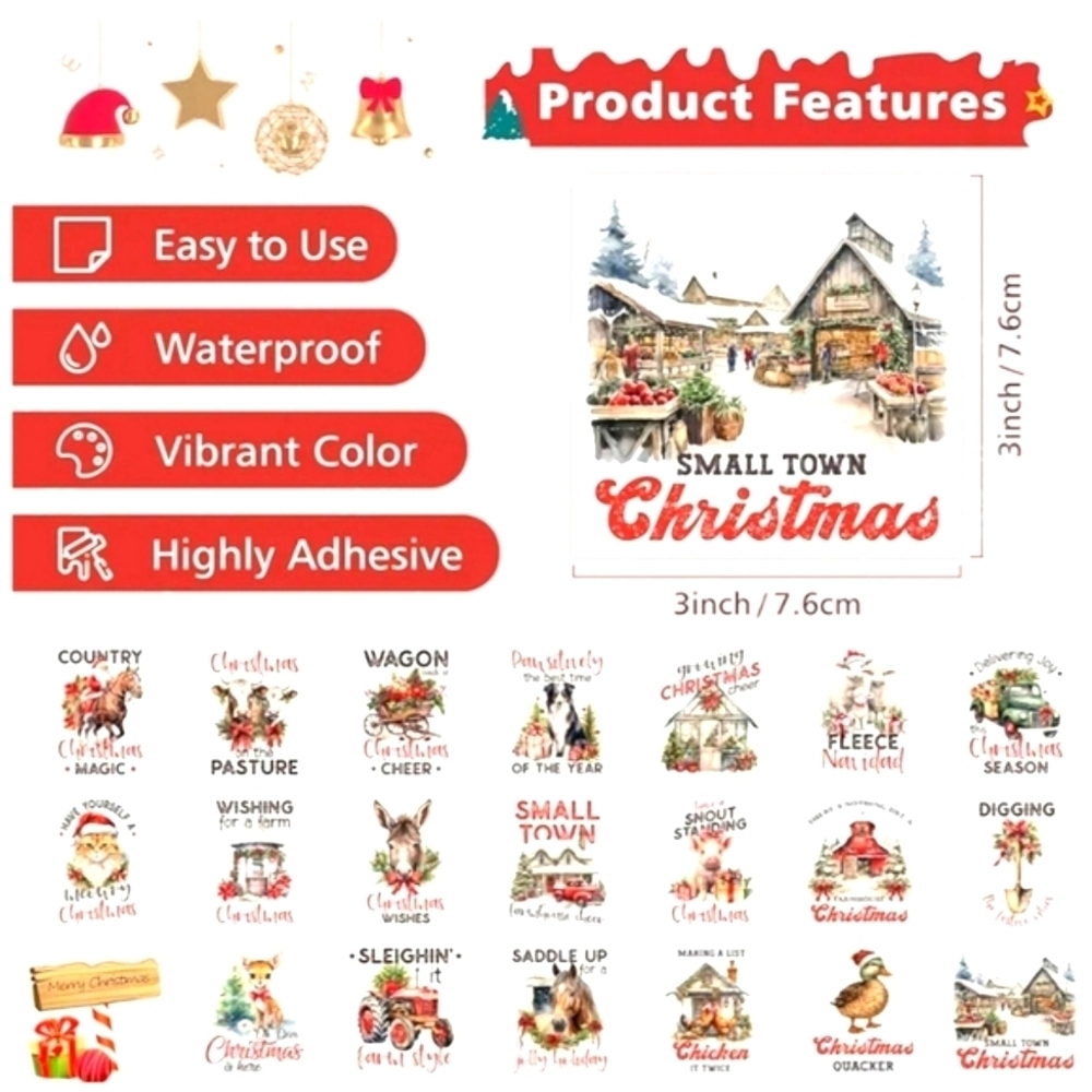 20 Sheets Vintage Christmas Rub On Transfers for Crafts - Picture 2 of 8